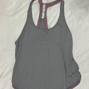 Lululemon Grey Striped Scalloped Tank size 8 Womens